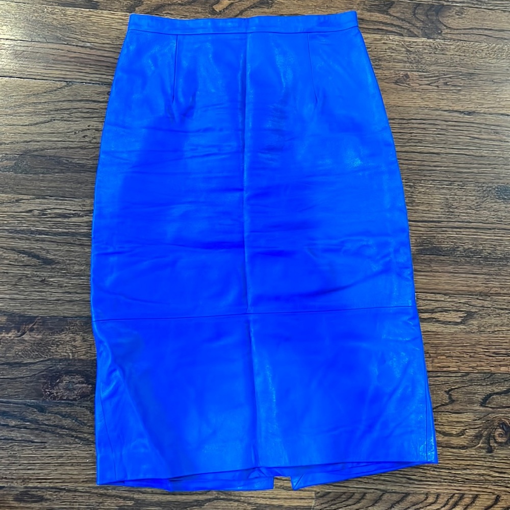 TIBI LAMB LEATHER COBALT BLUE SKIRT SIZE 4